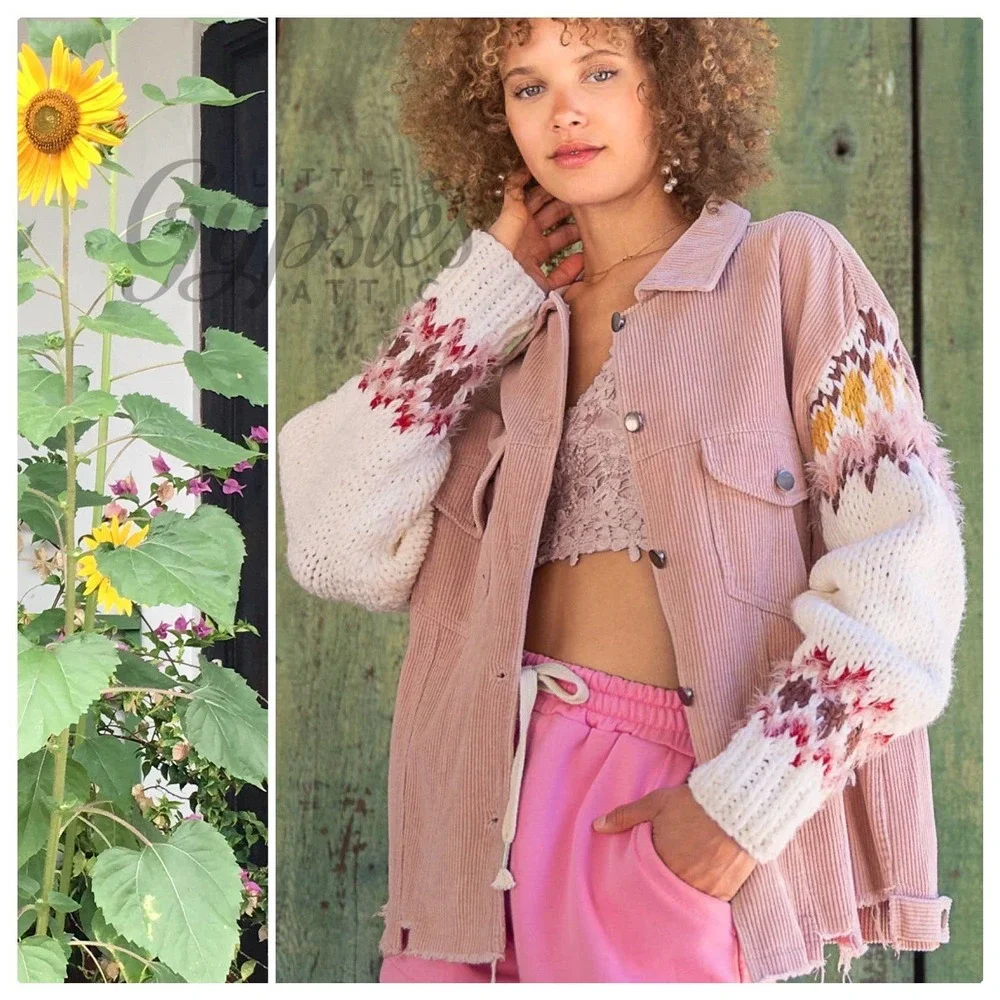 POL Winter Corduroy & Knit Sleeve Jacket - Picture 11 of 13